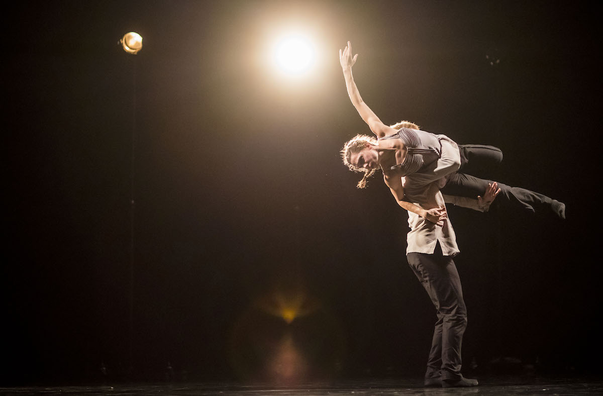 Hubbard Street Dancer Jacqueline Burnett and Elliot Hammans in A Picture of You Falling by Crystal Pite. Photo by Todd Rosenberg