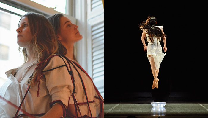 Collage of 2 images of Maria Angela Talavera Tajeda's 'Como es aquí, es allá' and Tomomi Fuji’s 'Full Moon'