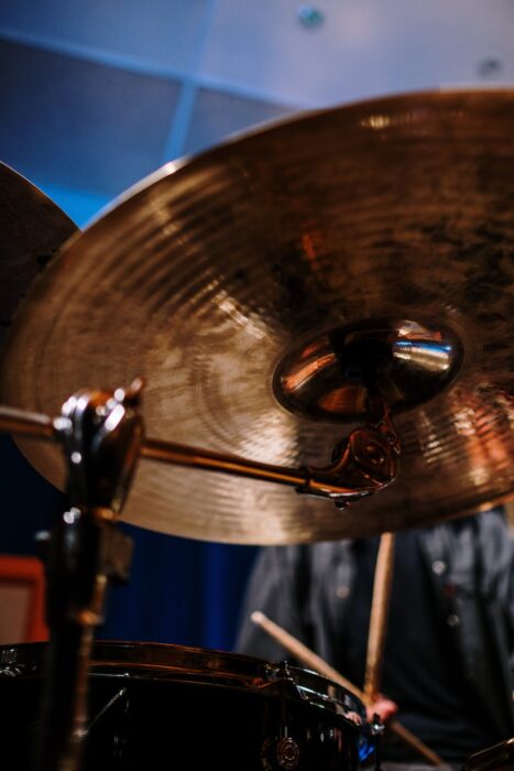 Image Description: Closeup of a drum set.